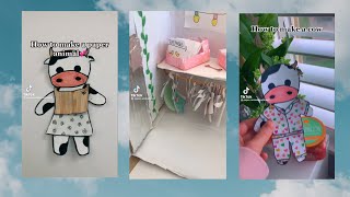 How to make paper animals compilation🐮🐰🐱🐻‍❄️🤍 [upl. by Sirrap916]