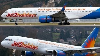 2 Jet2 Holidays Boeing 757200s Landing at Chambéry Savoie Airport CMFLFLB [upl. by Leamaj]