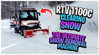 Kubota RTV 1100 Plowing Snow  Clearing Snow with PullPlow  Snow Removal Equipment for Driveways [upl. by Asp495]