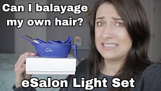 BALAYAGE HIGHLIGHTING MY OWN HAIR WITH ESALON LIGHT SET  Full process and results [upl. by Joannes520]