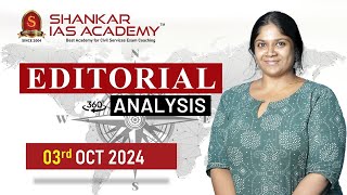 Editorial Analysis October 3 2024 Shankar IAS Academy UPSC current Affairs  Mains [upl. by Reniti427]