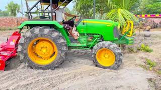 John deere 4x4 tractor Power  soil levelling by Rotavetor  50 hp Tractor power 🦾 [upl. by Goldshlag]