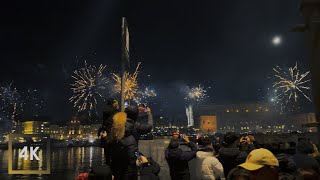 New Years eve 2024 in Stockholm Sweden  4K HDR With CountDown [upl. by Ahsikcin]