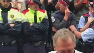 Local Catalan Officer Moved To Tears Protecting Voters From Violent Riot Police [upl. by Oremor]