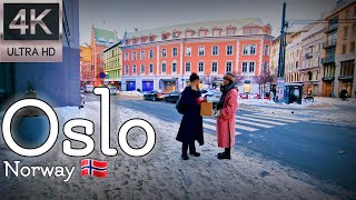 👣Walk with Me in Norway  Oslo City Center Oslo Sentrum  4K experience  January 2024👣 [upl. by Minnaminnie]