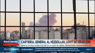 Lovituri israeliene în suburbiile Beirutului Liderul Hezbollah Hassan Nasrallah vizat de atacuri [upl. by Biamonte482]