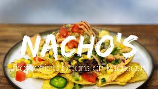 NACHOS  REFRIED BEANS  ROMIGE KAASSAUS  Lets Vegan [upl. by Aneekas853]