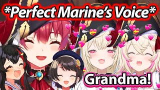 FuwaMoco Perfectly Imitates Marines Voice and Everyone Loses It 【Hololive】 [upl. by Vicki]