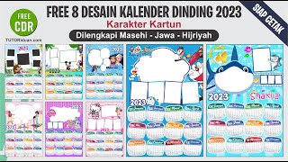 Free Download 8 Desain Kalender Dinding 2023 Karakter Kartun CorelDraw CDR  Calendar Design [upl. by Singband]