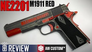 AW Custom NE2201 M1911 Red  Armorer Works DEADPOOL Airsoft Review [upl. by Aneris]