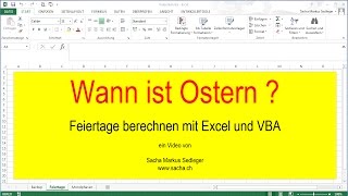 Feiertage berechnen mit Excel und VBA [upl. by Burrell806]