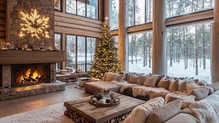 Christmas Cozy Winter Ambience ASMR Snow Falling Outside Fire Sounds Bringing Inner Calm And Clarity [upl. by Leribag]