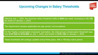 Webinar Navigating Compliance Key Insights on the DOLs Final Proposed Minimum Salary Thresholds [upl. by Rinaldo]