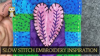 Slow Stitching Embroidery Heart in Pocket Using Fabric Scraps embroidery slowstitching stitching [upl. by Prentiss742]