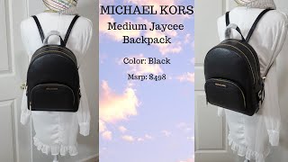 Michael Kors Medium Jaycee Backpack in color Black leather unboxing mk michaelkors backpack [upl. by Garlen]