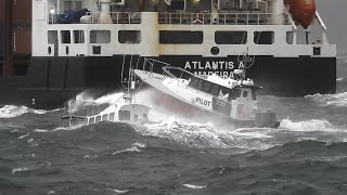 Pilot boats amp ship boarding in rough weather [upl. by Olodort]