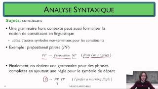 Traitement automatique des langues 63 Analyse syntaxique  grammaire hors contexte [upl. by Johnna65]