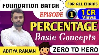 DAY1  PERCENTAGE प्रतिशतता  Basic Concepts ❤️ All Govt Exams  BY ADITYA SIR  CGL TOPPER [upl. by Eevets]