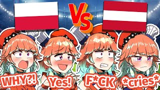 Kiaras Emotional Rollercoaster While Watching Austria Vs Poland Football Game [upl. by Etnemelc211]