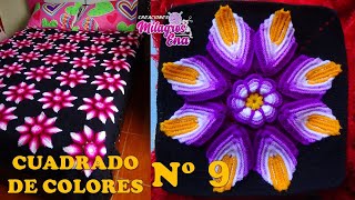 Como tejer el Cuadrado o muestra de colores N° 9 a crochet para colchas y cojines paso a paso [upl. by Vance164]