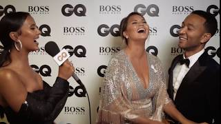 Maya Jama interviews Chrissy Teigen and John Legend backstage at the GQ Awards 2018  British GQ [upl. by Ahgiela]