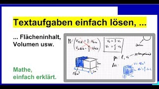 Textaufgaben einfach lösen Übung Flächeninhalt Volumen usw [upl. by Atsiuqal]