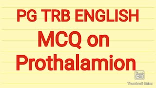 PG TRB MCQ on Prothalamion [upl. by Neetsirk]