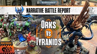 Orks Vs Tyranids  Warhammer 40000 Narrative Battle Report [upl. by Sidoon]