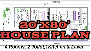 20x80 house plans22x80 floor plans 20x80 [upl. by Susejedairam]