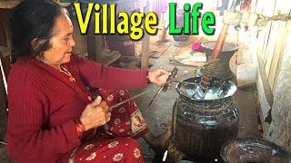 Rural Life in Nepal Traditional way to make Butter हराएको छैन पुरानो चलन गाउँघरमा [upl. by Virgin]