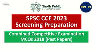 SPSC CCE 2023 Screening Preparation Part vii  CCE 2023  SPSC CCE 2018 Past Paper MCQs  SPSC MCQs [upl. by Yrro]