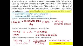 Naplex Practice Calculation level difficulty medium  calcium carbonate to calcium citrate [upl. by Godbeare790]