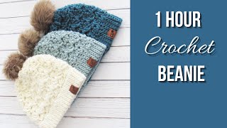 1 Hour Crochet Beanie Easy Pattern [upl. by Mordecai]