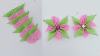 DIY  Super Easy Fabric Flower Making Ideas  Flower Making With Cloth  Ribbon Flowers [upl. by Moureaux897]