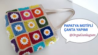 PAPATYA MOTİFLİ ÇANTA YAPIMI 💮Fermuarlı Papatya Çanta Yapımı💮 Crochet bag [upl. by Polak]