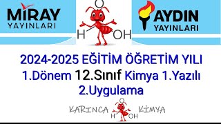 20242025 EĞİTİM ÖĞRETİM YILI 1Dönem 12SINIF Kimya Dersi 1Yazılı 2Uygulama [upl. by Sylas]