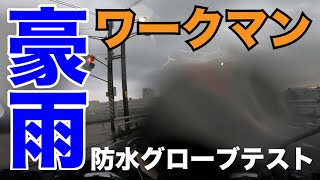 ワークマンの防水グローブは豪雨のバイクで浸水するか検証します【イナレムレイングローブ】 [upl. by Ecnerret]