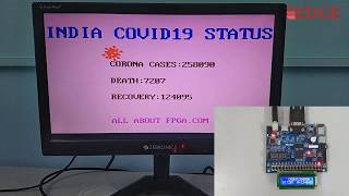 IoT Covid19 updates in 2x16 LCD and VGA Monitor using EDGE Artix 7 FPGA kit [upl. by Borras]