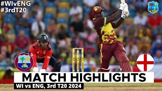 West Indies vs England 3rd T20 Full Highlights 2024  WI vs ENG 2024  WI vs ENG 3rd T20 Highlights [upl. by Assiluj607]