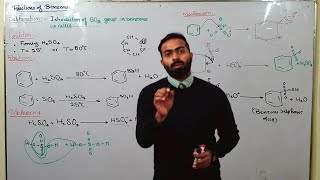 Sulphonation  Electrophilic Substitution Reactions of Benzene  ch9  12th class chemistry [upl. by Justin]