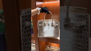 Hermes Birkin Niloticus Crocodile Himalayan Palladium Hardware [upl. by Innad]