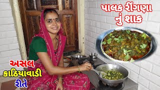 પાલક રીંગણા નું શાક  Gujarati Shaak Recipe  Palak Ringan Nu Shaak [upl. by Nailuj941]