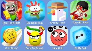 Tom Time Rush Om Nom Run Crossy Road Tag with Ryan Coin Rush Draw To Smash Hide Ball [upl. by Dowdell145]