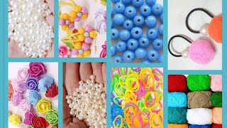 10 DIY hair accessories  hair rubber bands making at home [upl. by Nyram]