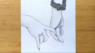 Romantic Couple Holding Hands pencil sketch  How to draw Holding Hands [upl. by Llennaj]