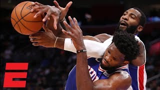 Joel Embiid flops Andre Drummond ejected from Pistons vs 76ers game  NBA Highlights [upl. by Mcgrath167]