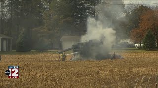 Combine catches fire in Thomas Township on Friday [upl. by Yeznil]