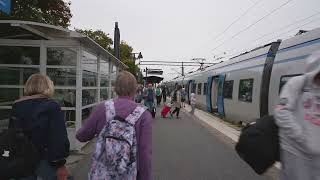 Sweden Stockholm Nynäshamn boarding SL train to Bålsta [upl. by Nodearb417]