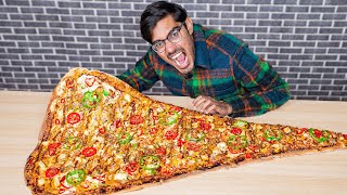 I Ate Biggest Pizza Slice In The World Pizza Eating Challenge [upl. by Beberg]