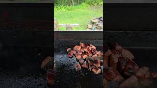 Steak on the griddle deercamp griddlecooking cookingsteaks [upl. by Nalo]